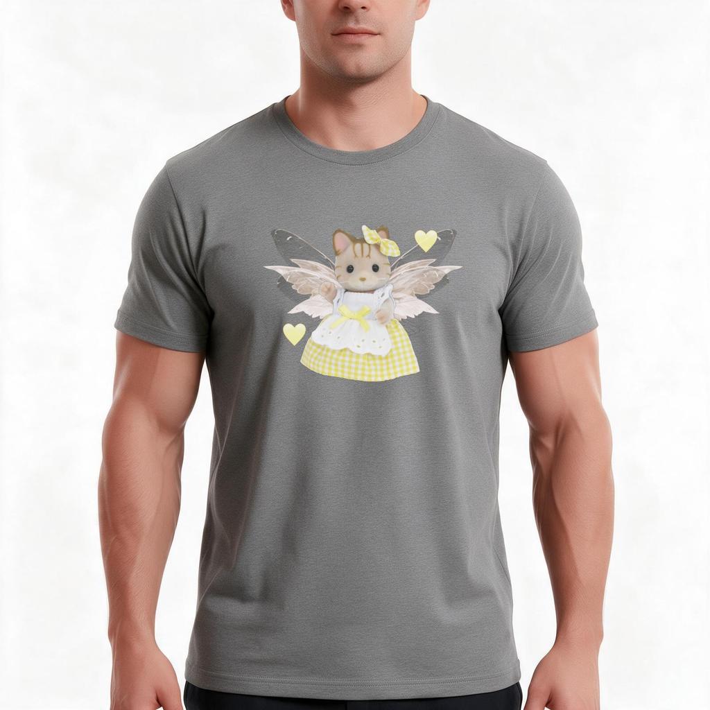 Calico Critter Fairycore Cat Tshirt Summer Casual Cotton Tee Oversized Streetwear Tops Vintage Graphic Print 100 Cotton