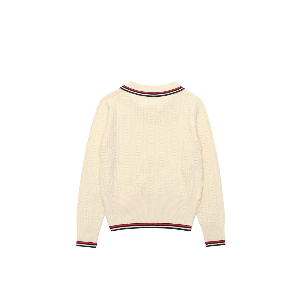 BALBI Ribbon Collar Contrast Knit
