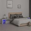 VidaXL 2x Bedside Tables and LED Lights Nightstands Bedside Cabinets Bed Cabinets Bedroom Furniture Concrete Grey 3152773