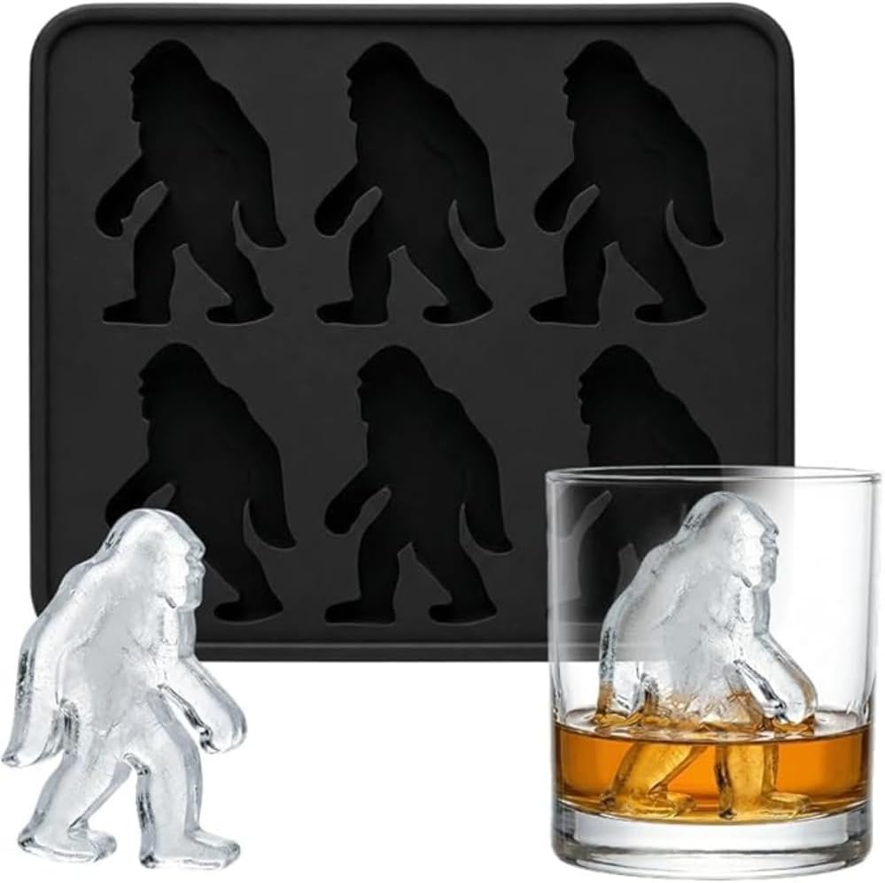 Bigfoot silicone ice cube tray mold, 6 reusable compartments, Bigfoot-shaped ice cube tray, fun DIY ice cube tray, easy to unmold.