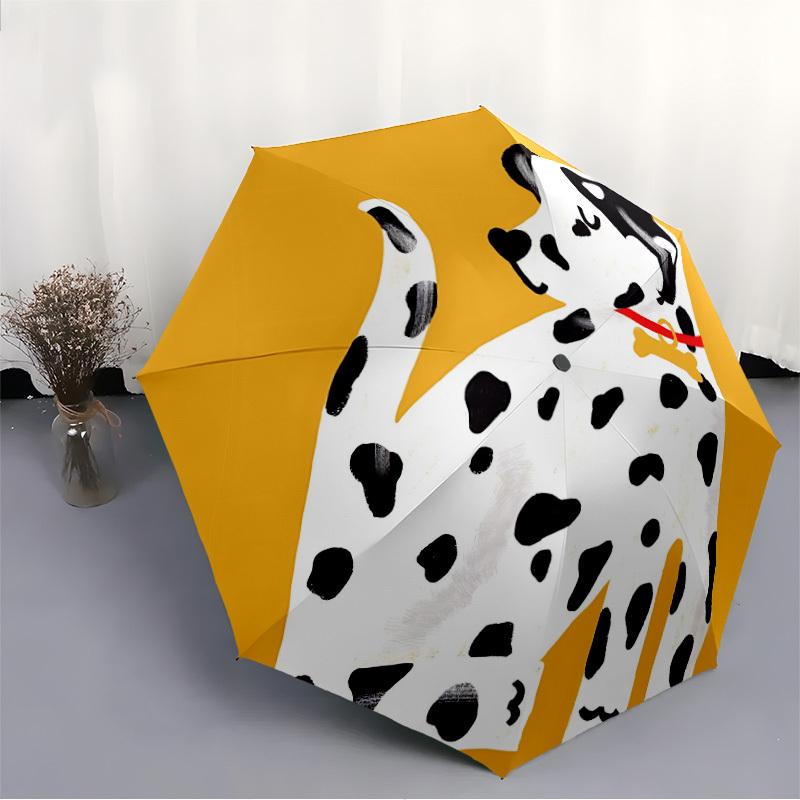 1pc Dalmatian Automatic Open/Close Umbrella - Compact Travel Umbrella with 8-Rib Durable Frame, Lightweight & Portable Design z14