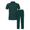 2025 Herren Waffel Colorblock Patchwork Umlegekragen Knopfhemd & Lange Hose Set