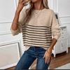 Women S Loose Casual Knit Striped Round Neck Sweater