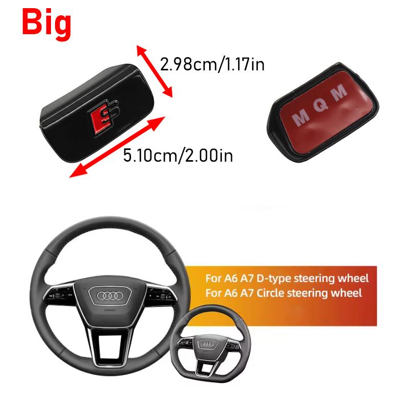 For Audi RS3 1Pc 3D Metal Car Steering Wheel Badge Logo Emblem Sticker For Audi A7 A3 A4 A6 A5 Q5 A1 Q7 Q3 Q4 TT SQ5 RSQ3 RS Q8 S3 S4 RS5 RS6