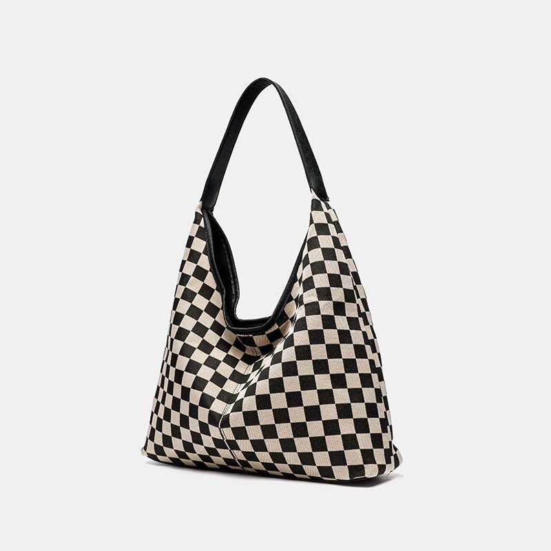 IELGY Ladies Plaid Tote Bag - Large Capacity, Versatile Shoulder Bag for Everyday Use