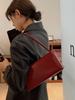 JIAERDI Retro Red Underarm Bag Women Simple Leather Large Capacity Shoulder Bag Ladies Fashion Versatile Luxury Handbag Chic New