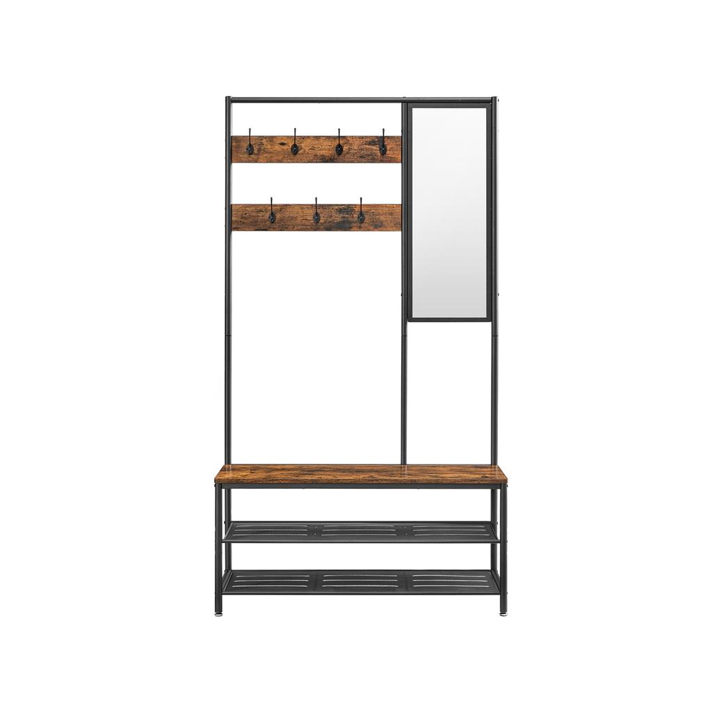 VASAGLE Coat Rack Stand, Industrial, Rustic Brown and Black