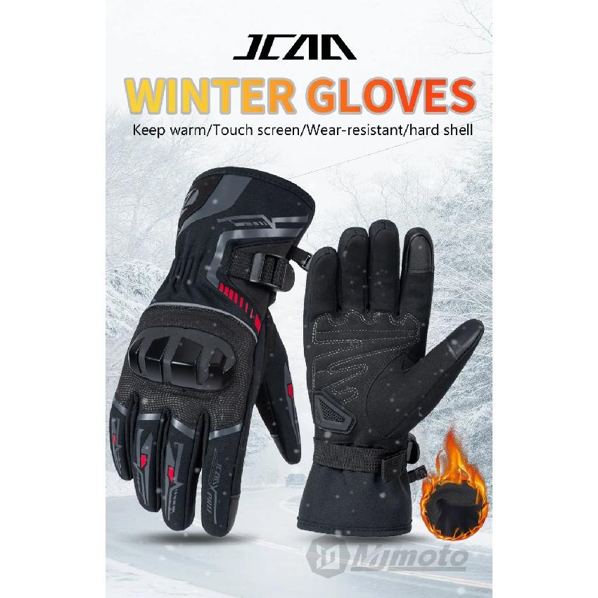 JCAA - Gants de Moto Durables pour Hommes Femmes, Imperméables, Écran Tactile, Antidérapants, Anti-Chute, Protecteurs, Vélo, Moto, Hiver Chaud