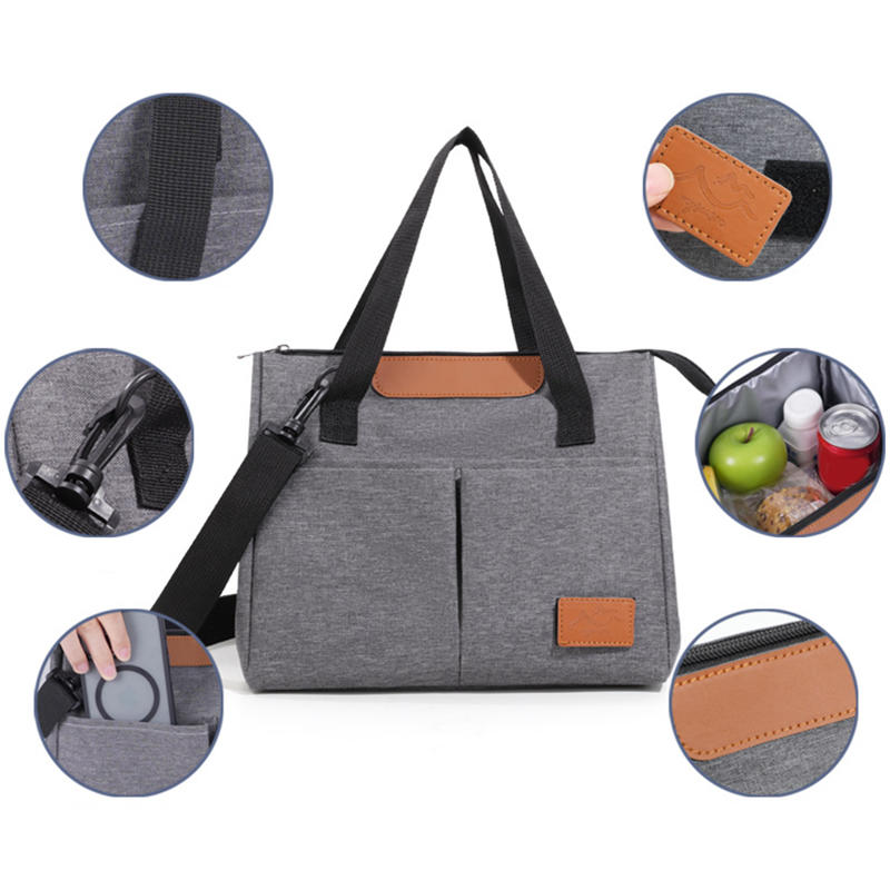 Portable Triangular Lunch Food Box Bag Insulated Bag Outdoor Travel Crossbody Bag Waterproof Cooler Ice Insulated Case Oxford Dinner Handbag