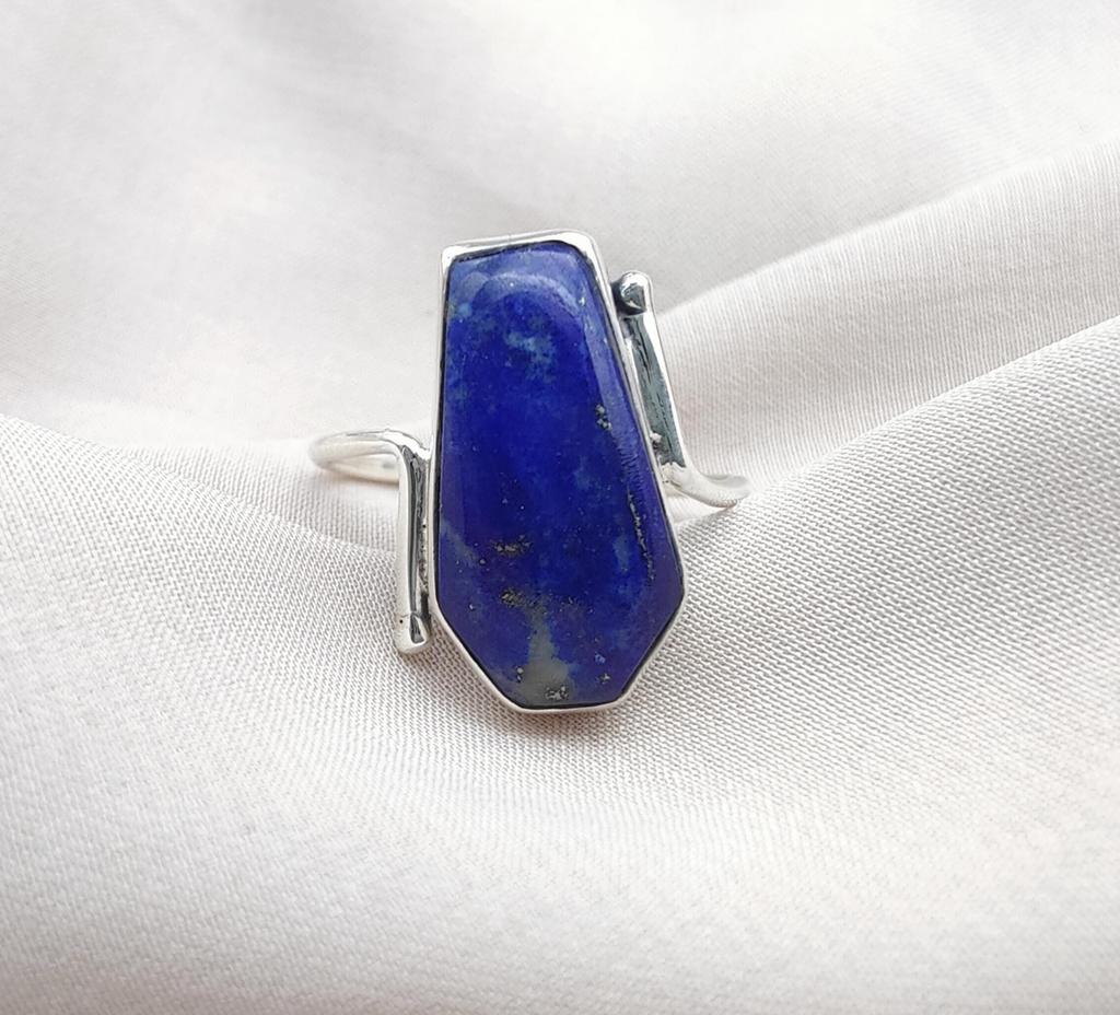 Lapis Lazuli Ring: 925 Sterling Silver, Handmade Gemstone Statement Ring