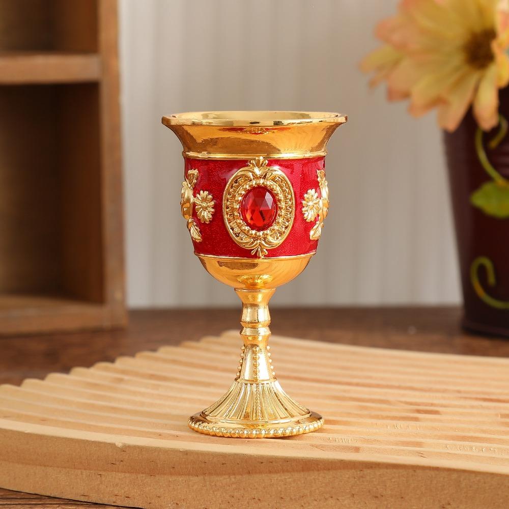 Zinc Zinc Zinc Alloy Medieval Rose Embossed Goblet Vintage Liquor Cup Luxurious Spirits Cup  Bar