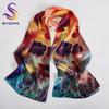 BYSIFA|Winter Blue Red Silk Shawl Scarf New Floral Long Scarves Hijabs Printed Fashion Accessories Brand Head Neck Scarves Wraps