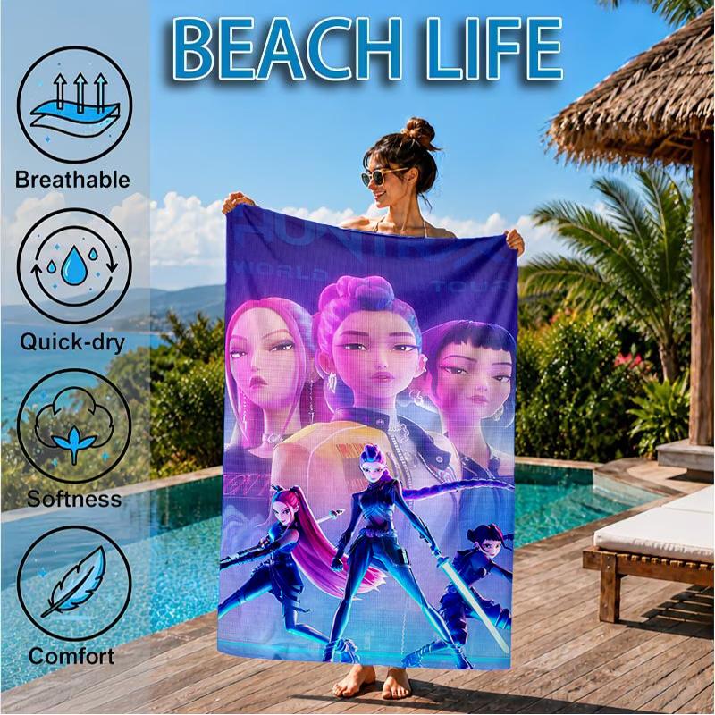 K-pop Heroes In Action Beach Towel, Quick-drying, Easy to Care for, Suitable for Both Fitness and Beach Vacations,Sports Essential