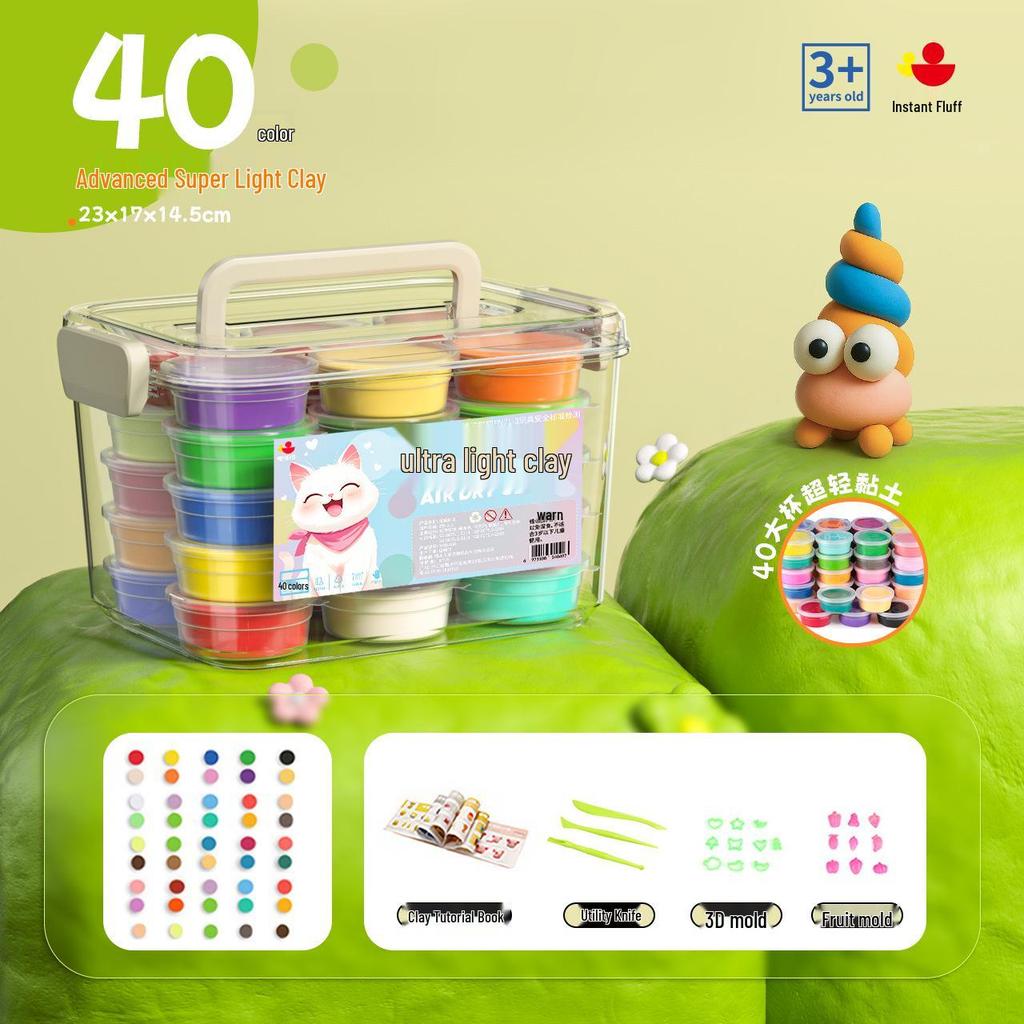 Non-toxic Ultra-light Colored Clay Set for Kids - Space Clay with Tools for DIY Molding