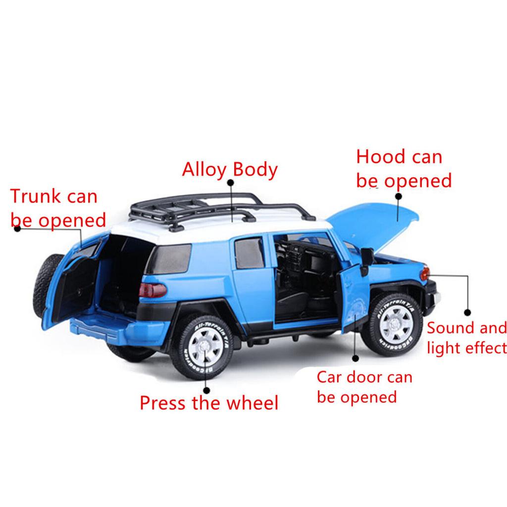 1/32 Scale Pull Back Model Car with Sound and Light, Diecast Toy Vehicle Collection for Toyota FJ Cruiser