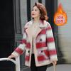 Winter plush thick woolen coat new women's plaid coat large size warm coat
