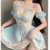 Cosplay Anime Sexy Erotic Princess Cute Blue Maid Outfit Babydoll Lingerie Erotic Temptation Extreme Underwear Moe Ruffles Cute Lingerie Camisole