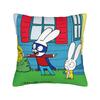 Simons Super Rabbit  Bunny Cartoon Square Pillow Case  Cushion Covers Vintage Zipper Decorative Pillowcase for Home xcm