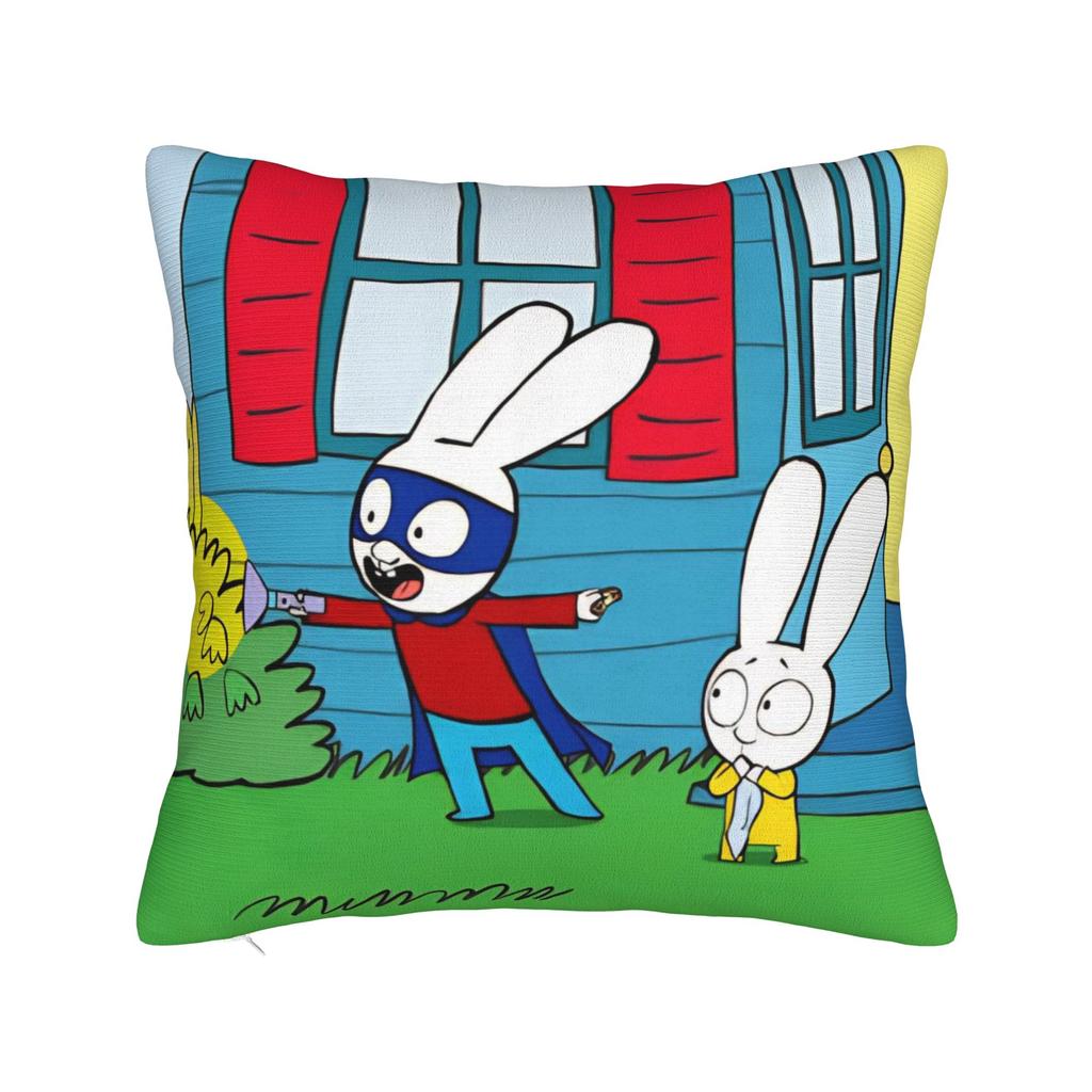 Simons Super Rabbit Bunny Cartoon Square Pillow Case Cushion Covers Vintage Zipper Decorative Pillowcase for Home xcm