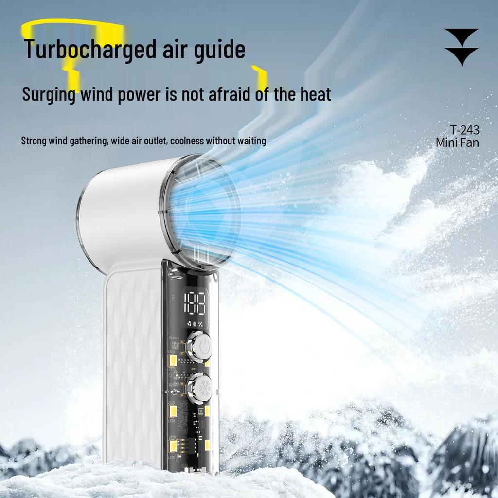 Portable USB Handheld Fan, T243 High-Speed Turbine Cooling, Compact Outdoor Ice Compress