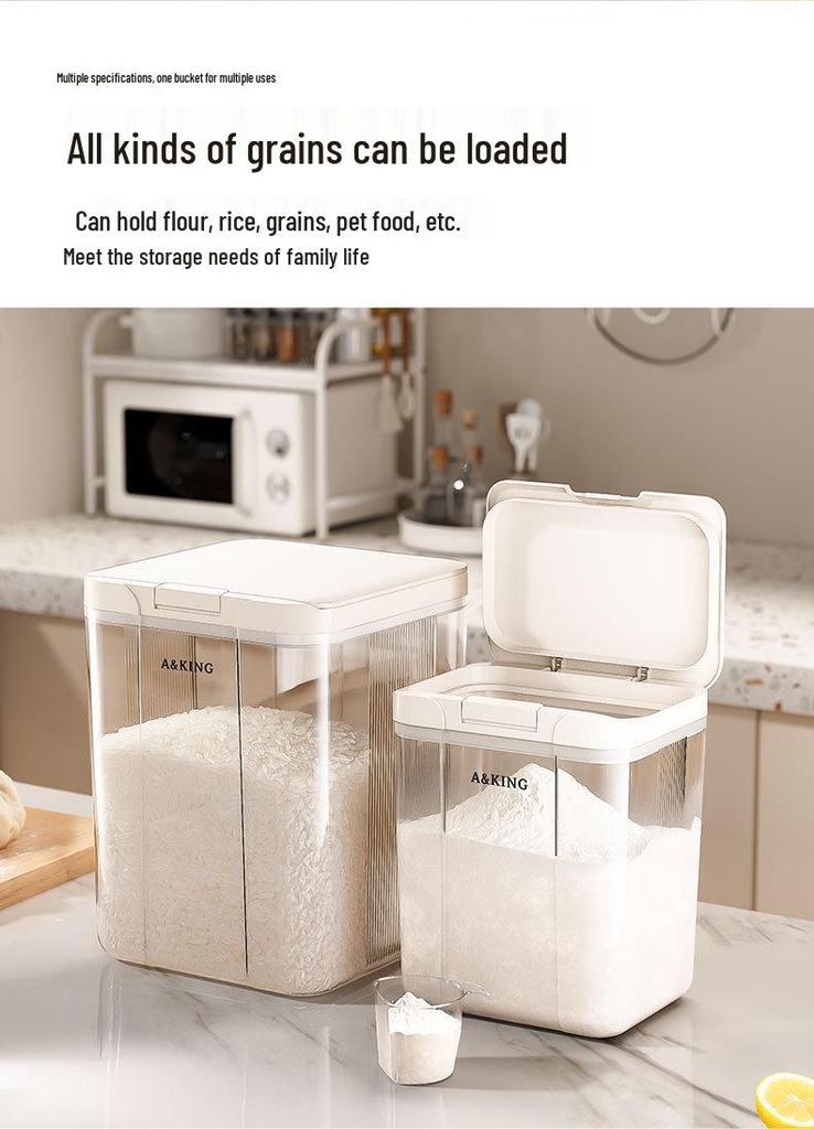 Sealed Rice Storage Container: Press-Style, Pest & Moisture-Proof for Grains & Flour