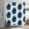 Floral Cat Shower Curtain Botanical Blue Flowers Home Decor Bathroom Set Vintage Nature Art Print Waterproof Fabric