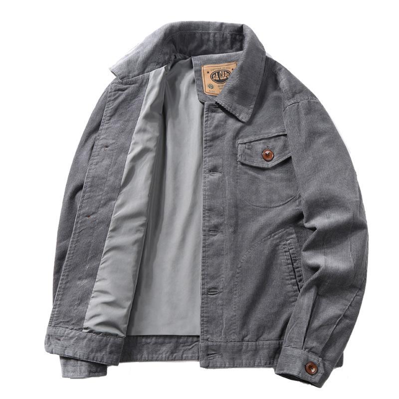 Spring and Autumn New Jacket Men's Thin Corduroy Jacket Top Men's Retro Tooling Jacket