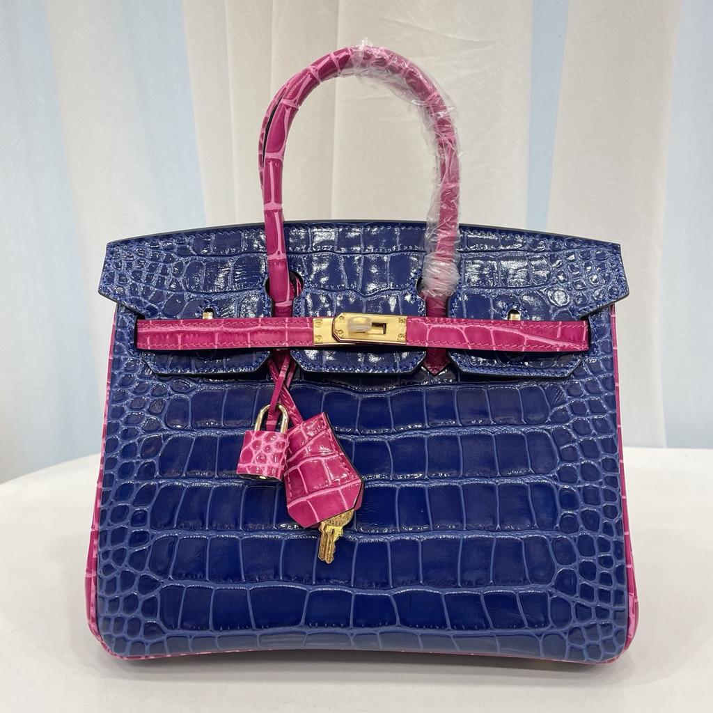 2025 Explosive Color Matching American Crocodile Pattern Platinum 25/30. Full-pair Version Strapless High-end Fashion Portable Women's Bag