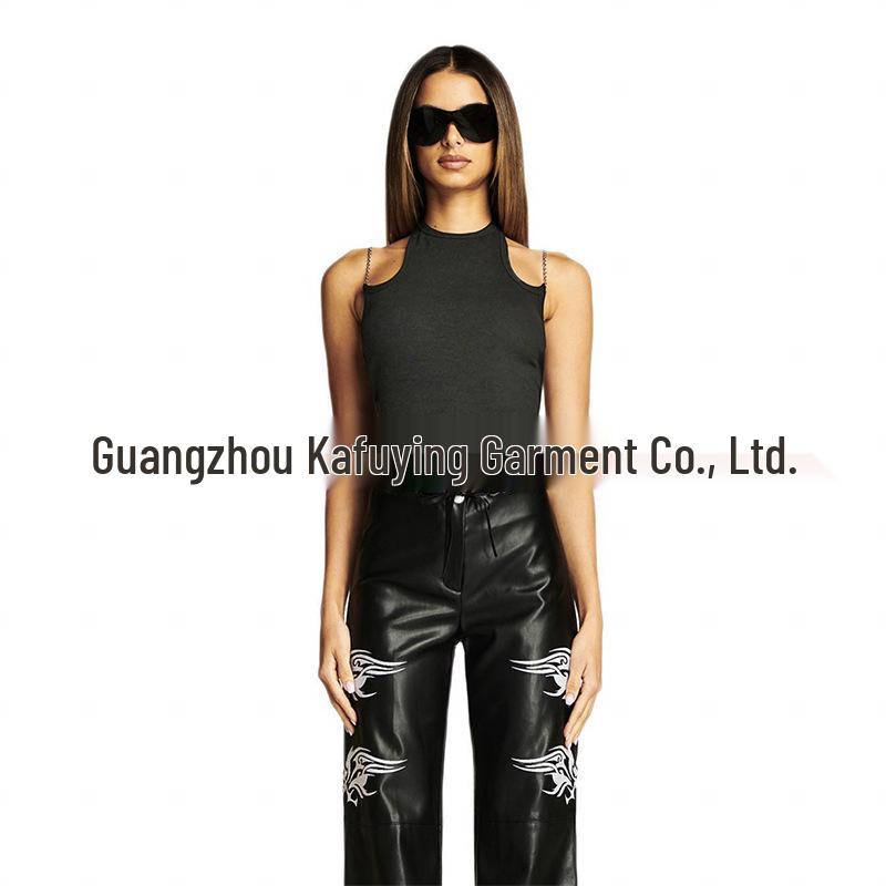 

Шикарный черный пуловер на шнуровке, пэчворк, облегающего кроя, с бретелями-цепочками Large чёрный