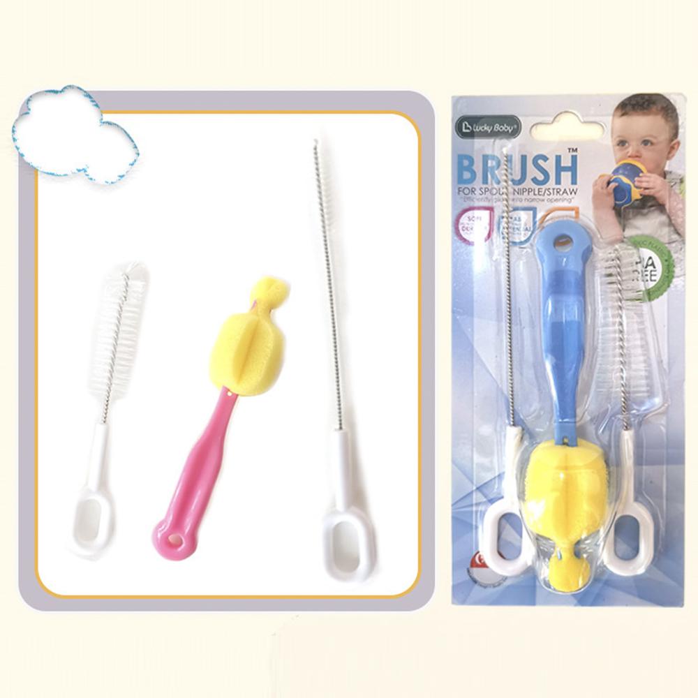 

3 шт. Набор для чистки детской бутылочки и соломенной щетки с соской для ребенка с губкой