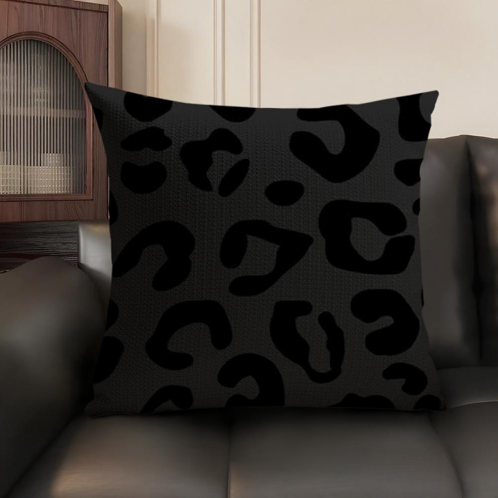 Leopard Print Cushion Cover Natural Linen Organic Fabric DoubleSided Printing Sofa Home Decor Breathable Environmentally