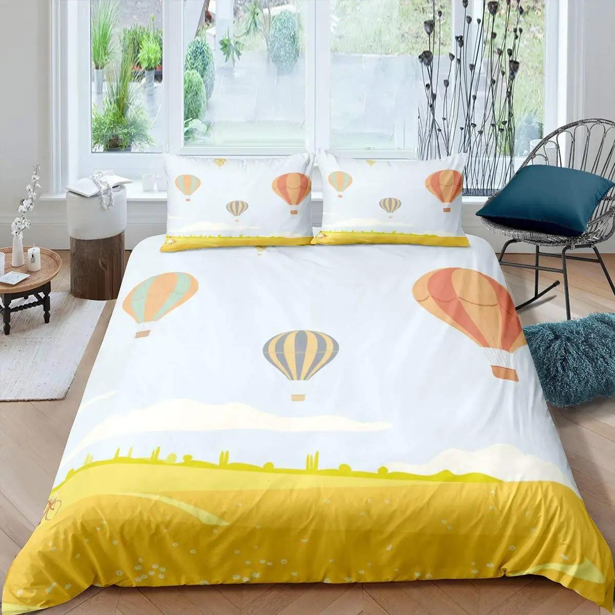

Comforter Airplane Cartoon Aircraft For Boys Teens Air Balloon Aviation Parachute Blue Cloud Sky Seagull Nautical Birds Comforter (quilt)-EU Single(135*200cm)3pcs