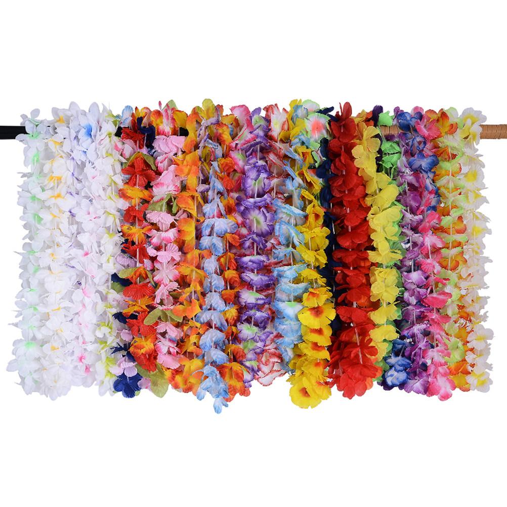 36Pcs Hawaiian Flower Garland Artificial Lei Wreath for Tropical Party Decor Room Wall Hanging Necklace Craft DIY Hair Clip