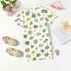 Mädchen lockeres kurzärmeliges Kleid leicht rundhalsig lässiges Kleid mit Tiermotiv bequemes Sommerkleid für Kinder