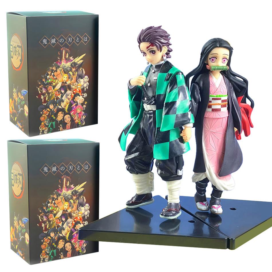 Anime Figur Demon Slayer Figuren Kimetsu No Yaiba Puppe Tanjiro Nezuko Zenitsu Figur Inosuke Krieger Actionfigur Modell Spielzeug