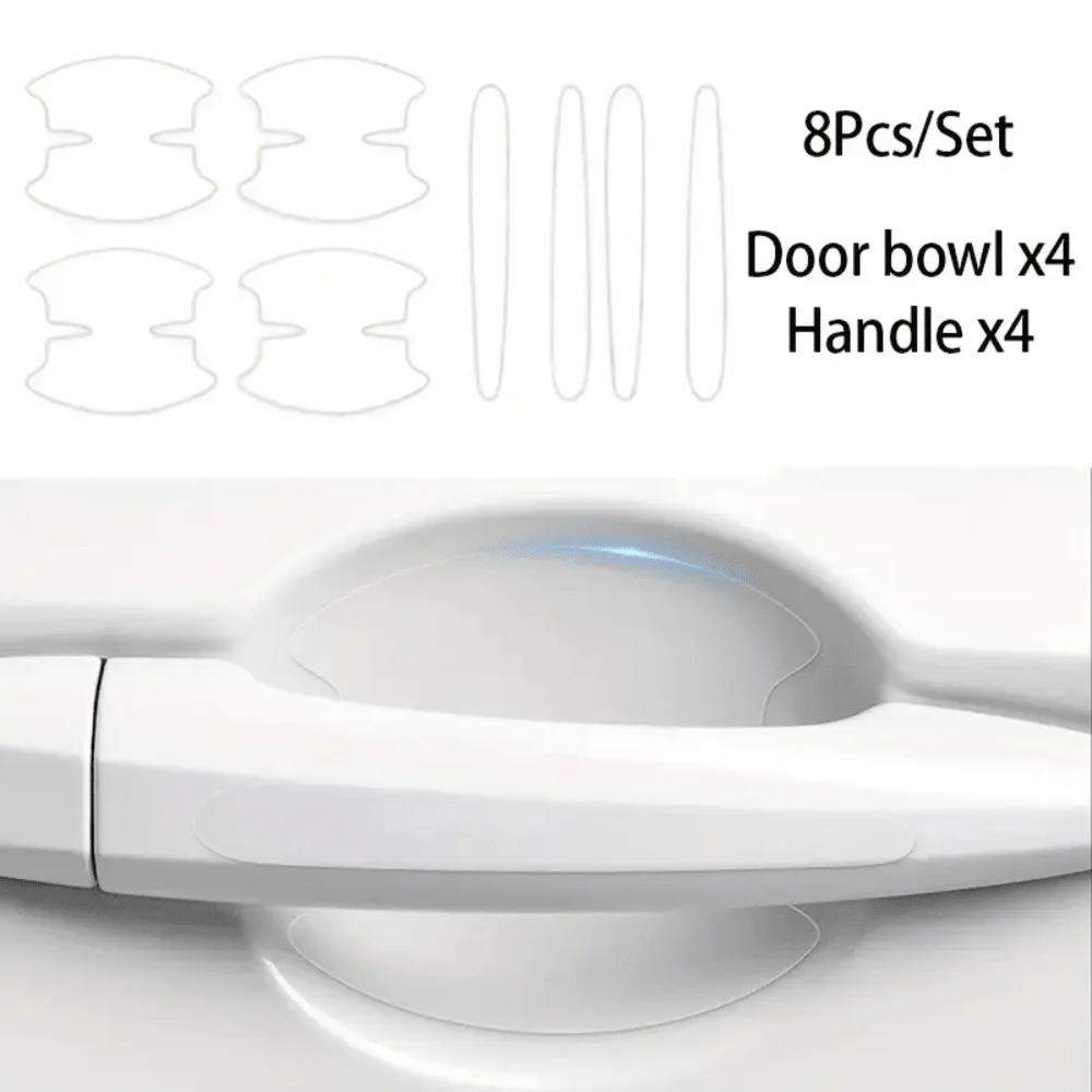 

8 шт./комплект наклеек на дверные ручки, ручки, устойчивые к царапинам, наклейки на чаши, декоративные пленки, средства защиты автомобиля