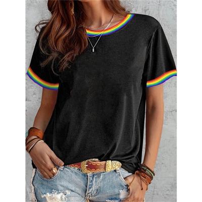 Rainbow Line Series 3D Printed T-shirt Round Neck 3D Printed Women's Short Sleeve T-shirt Top