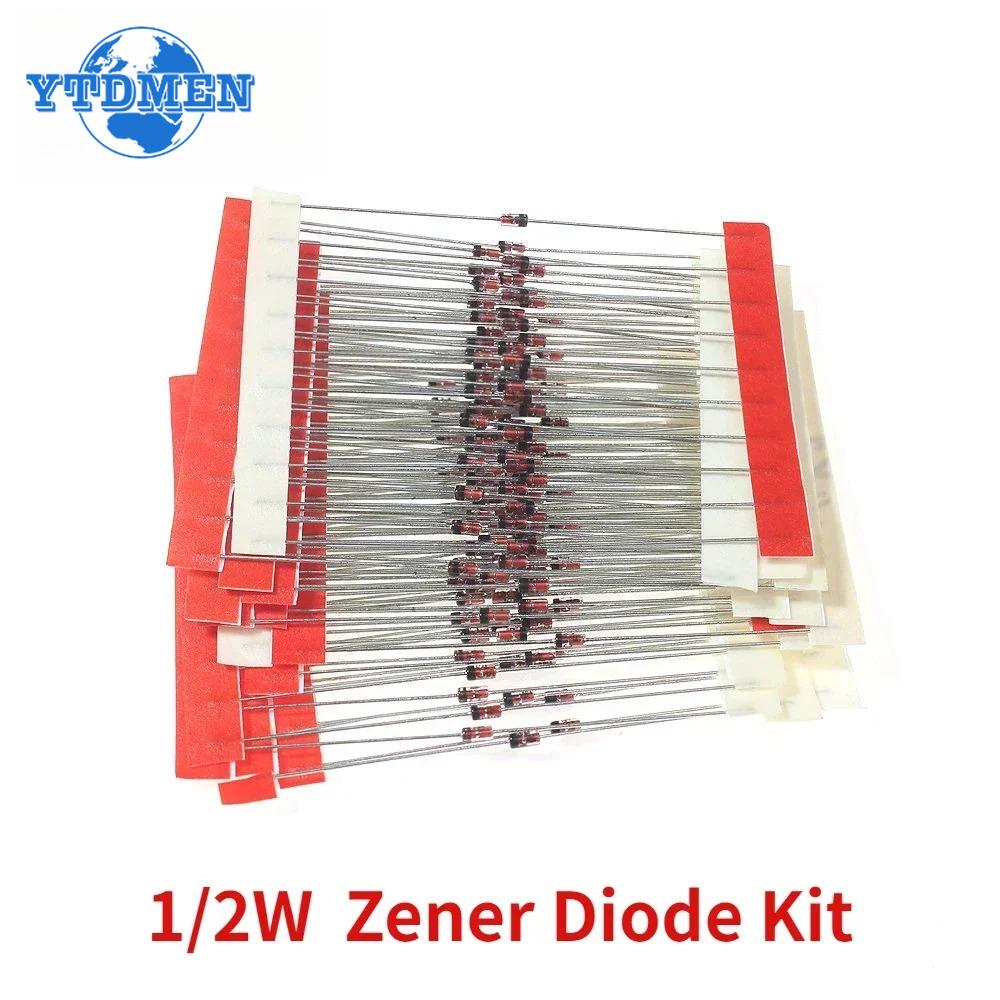 140/150/270pcs 1/2W Zener Diode Assorted Kit 0.5W 3.3V-30V, 2.4V-9.1V, 2.4V-33V Voltage Regulator Diodes DIY Sample Set