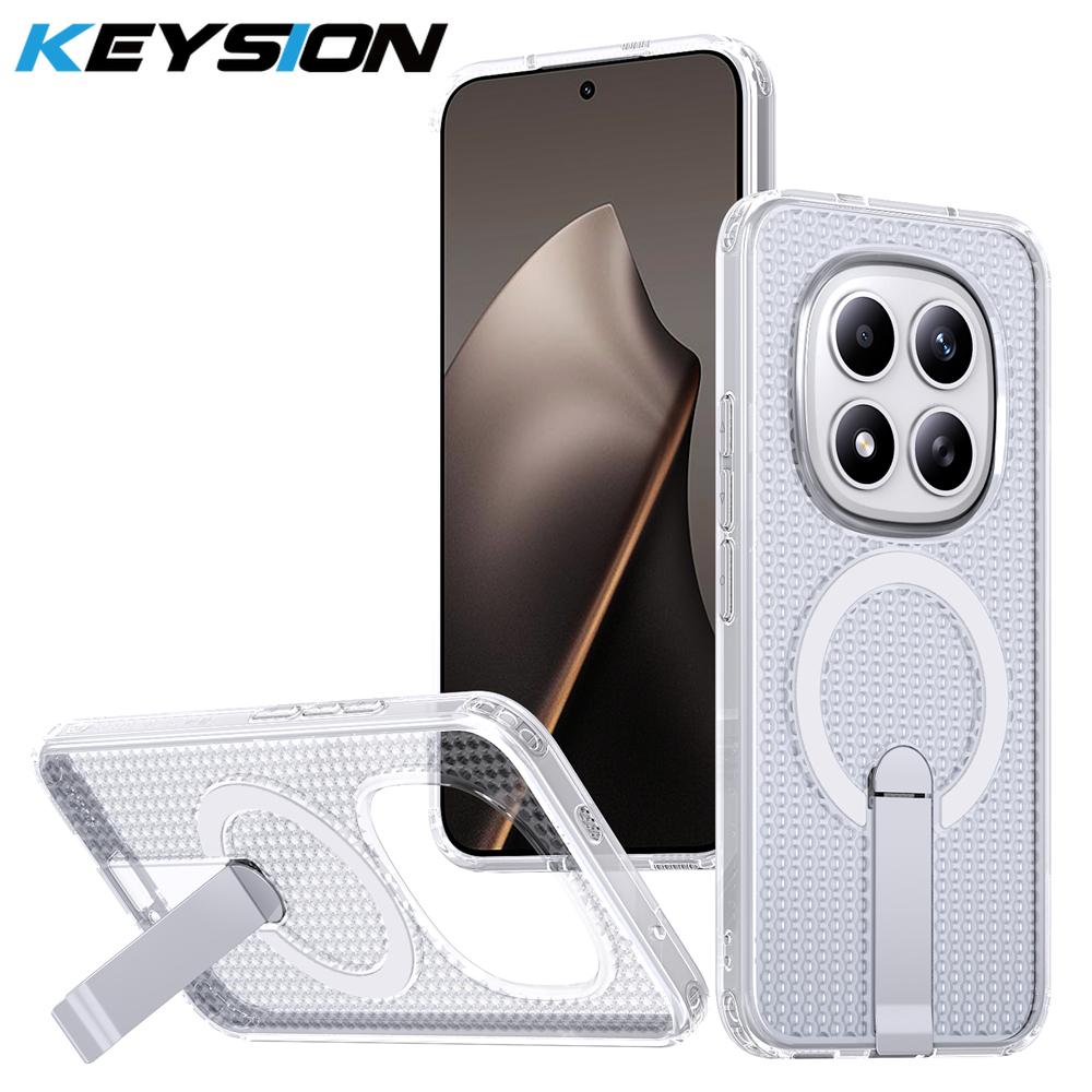 KEYSION Hollow Heat Dissipation Case for Redmi Note 15 Pro+ 5G 15 Pro 4G Magnetic Cooling Hide Stand Shockproof Phone Back Cover