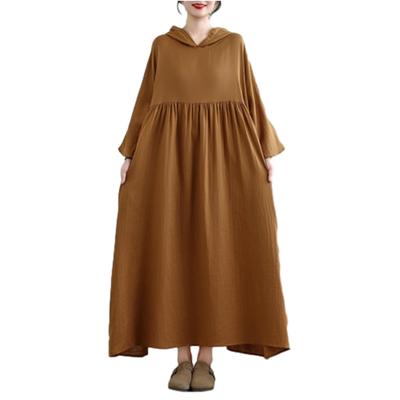 Long Shirt Loose Long Maxi Plus Solid with Winter [ORWZDCO] Dress, Cotton-Linen Dress, Fit, Sleeves, Length, Hooded, Sizes, A-Line, Figure-Flattering,
