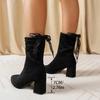 Herbst Winter Dicke Absätze Damen Stiefeletten Mode Schnürschuhe hinten Damen Elastische Slim Socken Kurze Stiefeletten