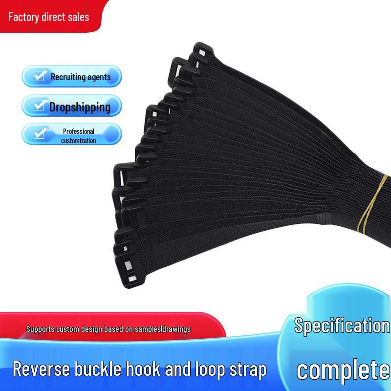 Black Multi-Spec Non-Slip Magic Tape Cable Ties - Data Cable Organizer with Buckle