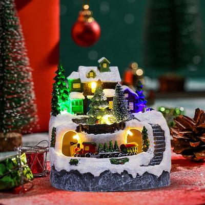 LED Craciun Casa Sat Cu Tren LED Lumina Muzica Cladire Figurina Home Decor Masa Display Vacanta
