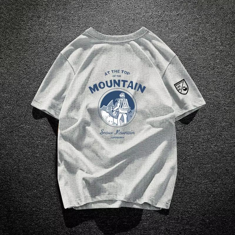At The Top Of The Mountain Snow Mountain Graphic Tshirt Unisex Unisex Cotton Short Sleeve Oneck Casual Black Outdoor Tee Tops