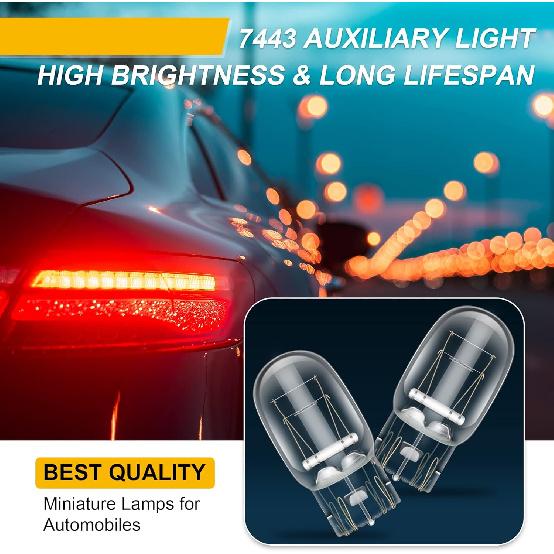 Meonum 10 Pcs 7443 Bulb, T20 1891 7443LL Brake Light Bulb For Daytime Running(DRL), W21/5W Automotive Reverse/Strobe Brake/Tail/Backup/Parking/Tail