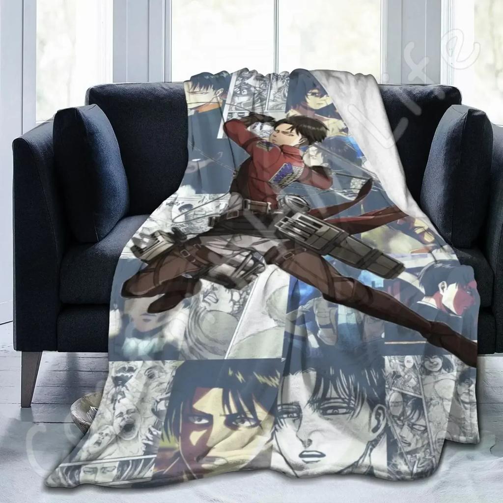 Levi Ackerman Decke Ultra-Weich Leichtgewicht Flanell Fleece Moderne Überwurfdecke für Zuhause Büro Reisen 80X60 Zoll Bettüberwurf