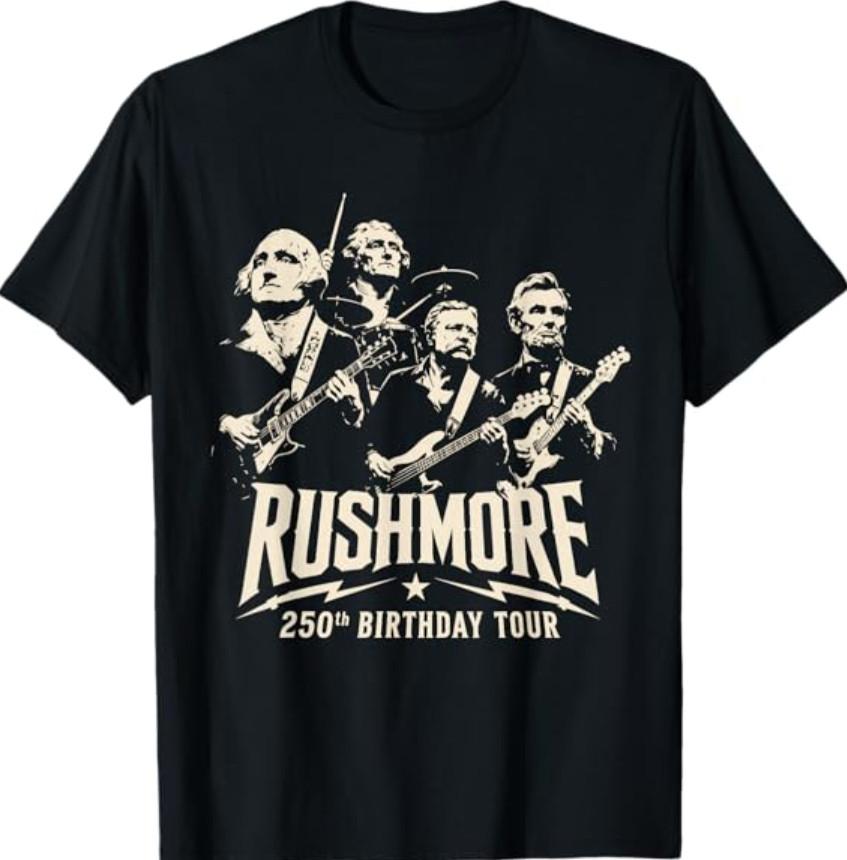 Funny Mount Rushmore 250th Birthday Tour Rockstar Graphic T-Shirt S
