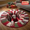 3D Illusion Santa Gnome Red Green White Carpet Non-slip Mat Rug for Christmas Tree Living Room Home Decoration 3D Effect Bedroom