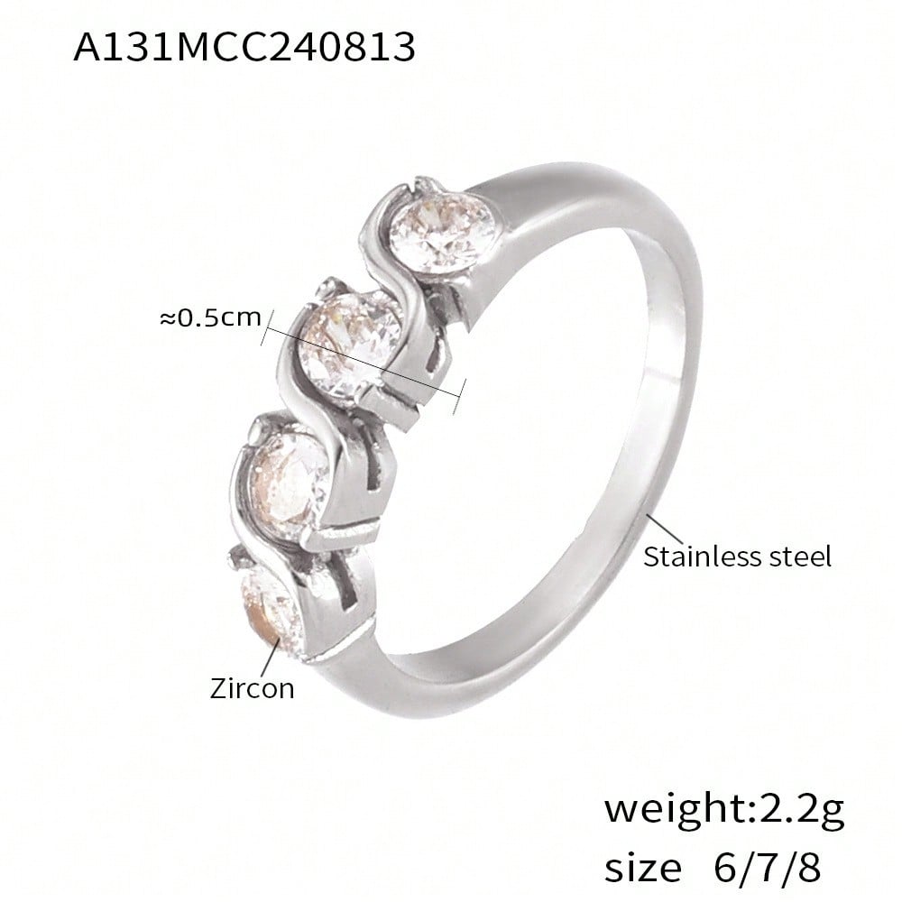 

1 шт. Винтажное кольцо в стиле Холодного дворца из нержавеющей стали золотого цвета с одним рядом циркония, гипоаллергенное, не меняющее цвет, женское 8