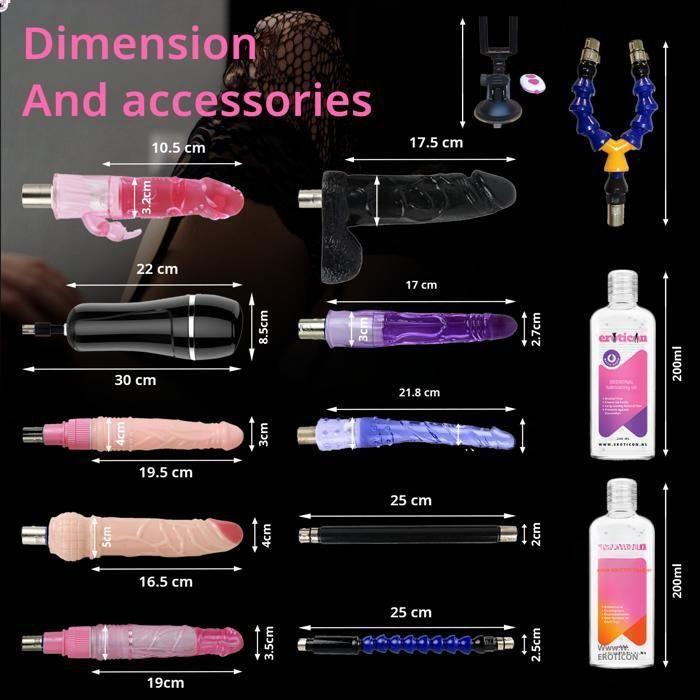 Machine sexuelle automatique Rhoades - Machine à baiser puissante pour femmes et hommes avec 14 accessoires - 7 godes, chatte poche